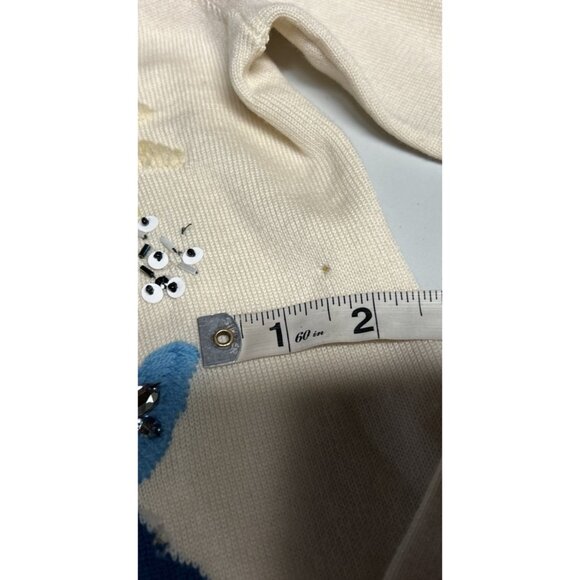 Escada Sweater Virgin Wool Embroidered Flowers Women's Size S FLAW - Picture 8 of 9